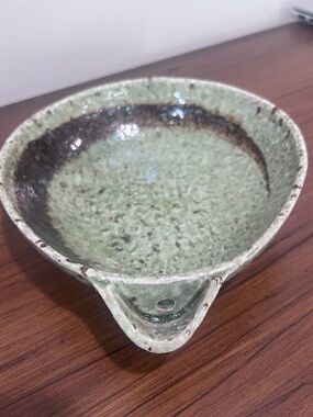 Vintage Studio Pottery Katakuchi Pouring Bowl Japanese Style Stoneware Artisan